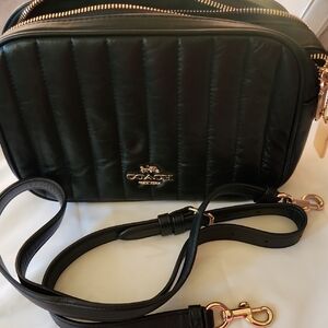 NWOT Coach Black Leather Puffy Jes Crossbody Bag with Gold Accents #C1569-Linear